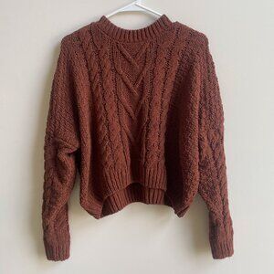 Double Zero Cable Knit Sweater (Brown) - Size Spicy Small